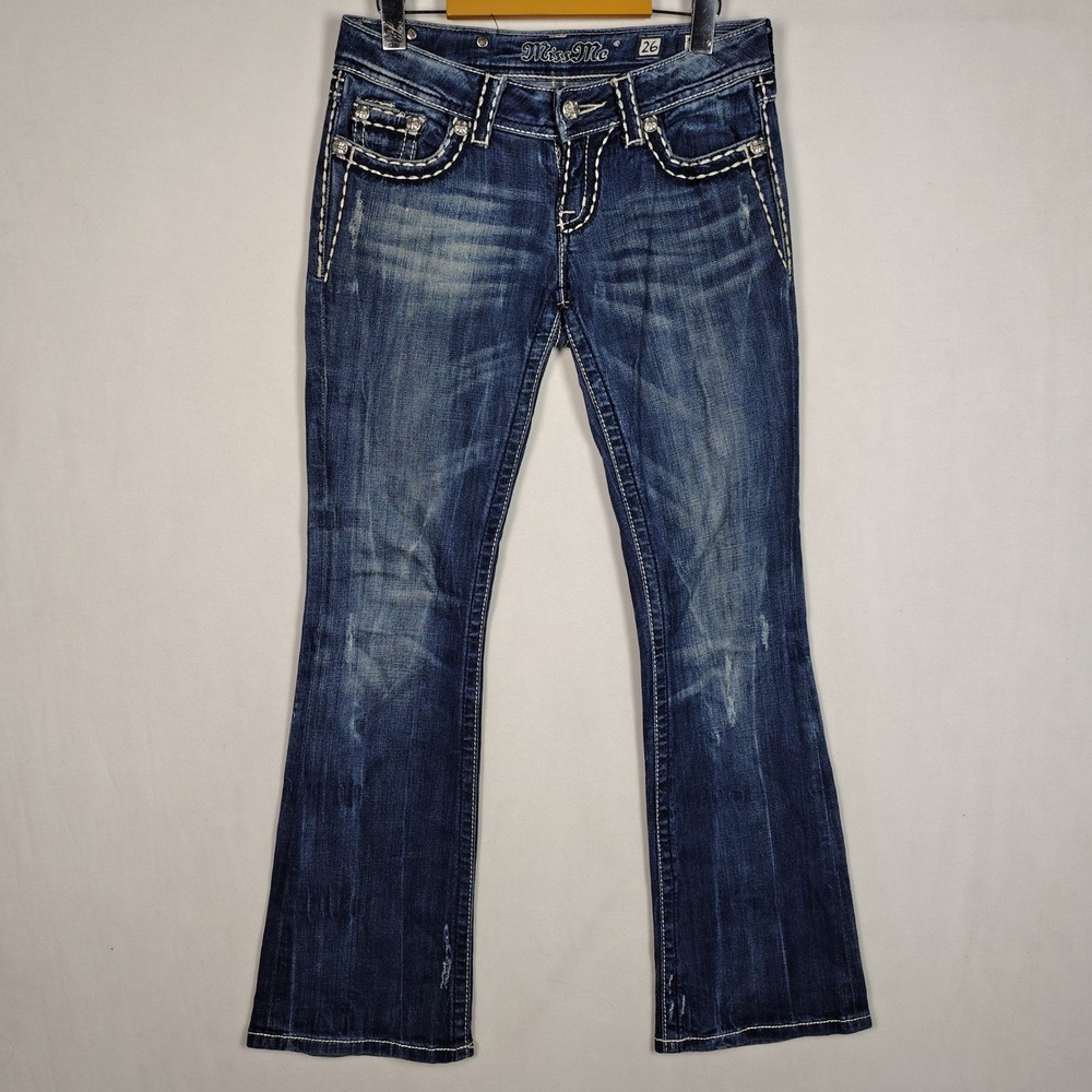 Miss Me Buckle Exclusive Bootcut Jeans Dark Wash Distressed JE5152B2R Size 26